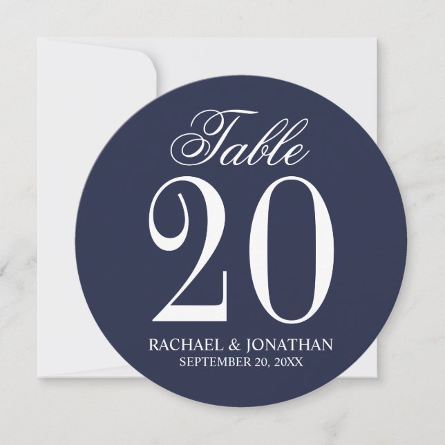 Nautic Navy Blue Wedding Circle Tischnummer (Vorderseite)