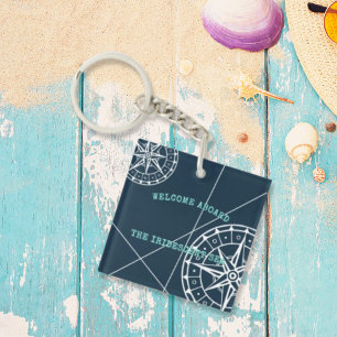 Nautic Navy Blue Willkommen auf der Compass Rose Schlüsselanhänger