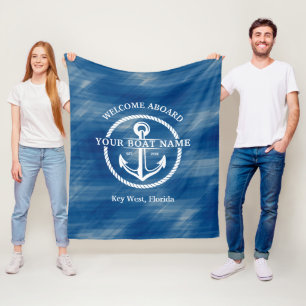Nautic Navy Blue Willkommensschiff Name Anchor Fleecedecke