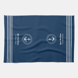 Nautic Navy Blue Willkommensschiff Name Anchor Geschirrtuch