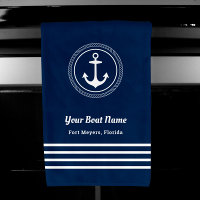 Nautic Navy Blue Willkommensschiff Name Anchor