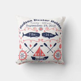 Nautic Navy Coral Kinderzimmer Baby Boy Birth Stat Kissen