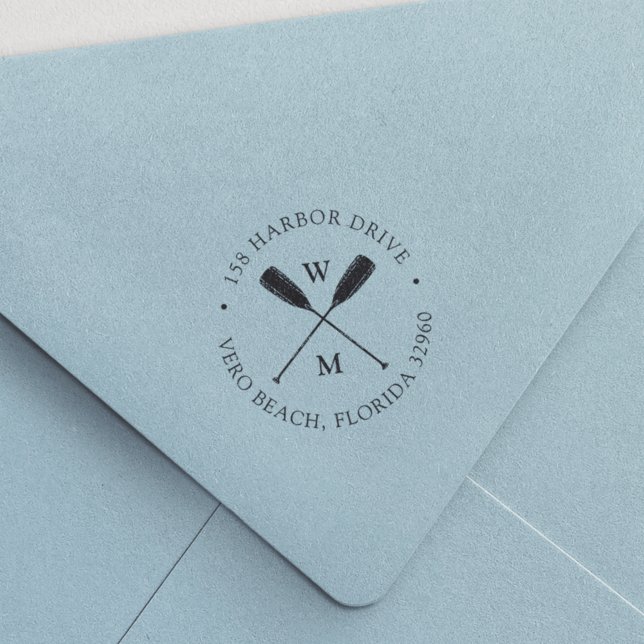Nautic Oars Couples Monogram Rücksendeadresse Permastempel (Von Creator hochgeladen)