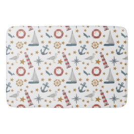 Nautic Ocean Anchor Compass Rose Sailboat Badematte