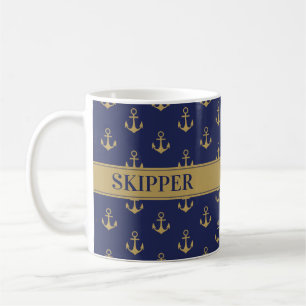 Nautic Ocean Boat Anchor Marine Blue Skipper Kaffeetasse