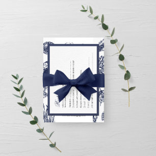 Nautic Oceanic Dunkle Marine Wedding Rsvp Card