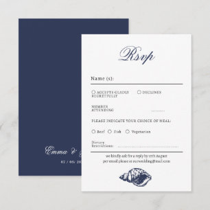 Nautic Oceanic Dunkle Marine Wedding Rsvp Card Karte