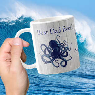 Nautic Octopus Tintenfisch Navy Blauer bester Vate Kaffeetasse
