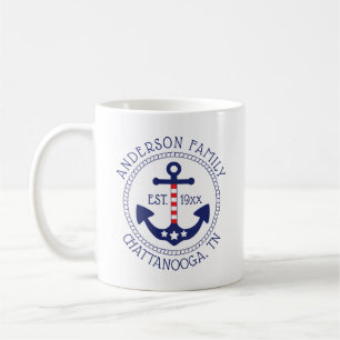 Nautic Patriotic Anchor Familienname Kaffeetasse