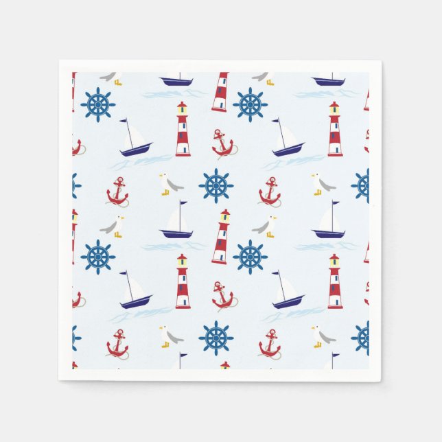 Nautic Pattern Boat Art Nautic Art Pattern Des Serviette (Vorderseite)