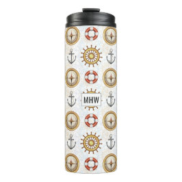Nautic Pattern Custom Monogram Tumbler Thermosbecher