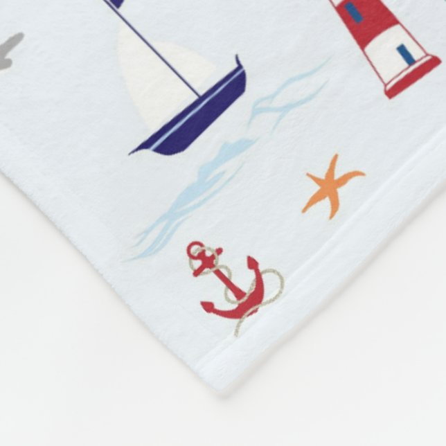Nautic Pattern Throw Blanket Fleecedecke (Ecke)