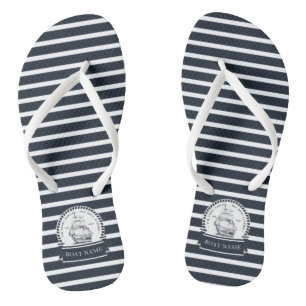 Nautic Personalisiert Blue Flip Flops