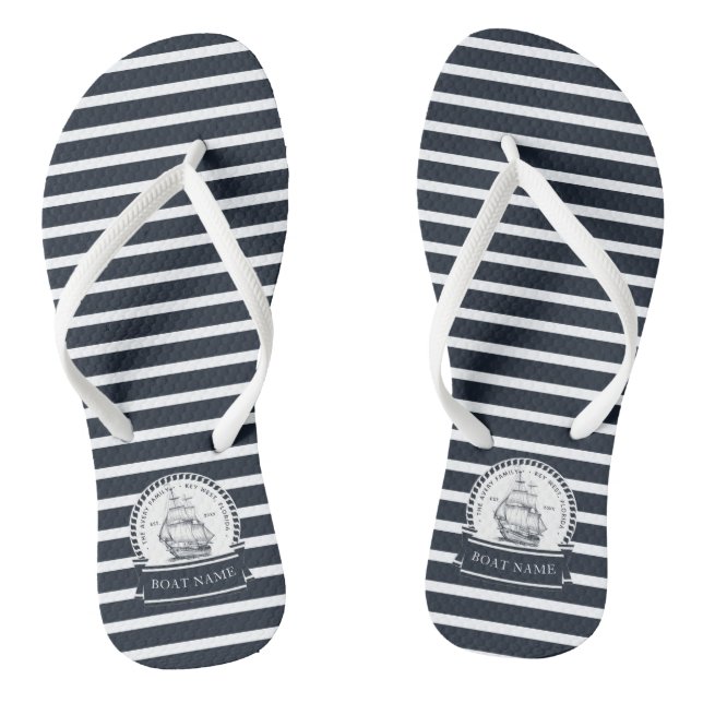 Nautic Personalisiert Blue Flip Flops (Fußbett)