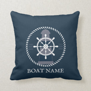 Nautic Personalisiert Boat Name Navy Blue Kissen