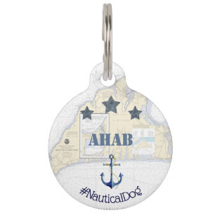 Nautic Pet Tag Anchor Stars Martha's Vineyard Haustiermarke