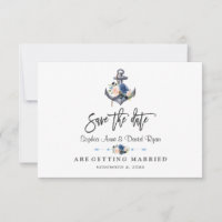 Nautic Pink Blush Blue Floral Anchor Hochzeit