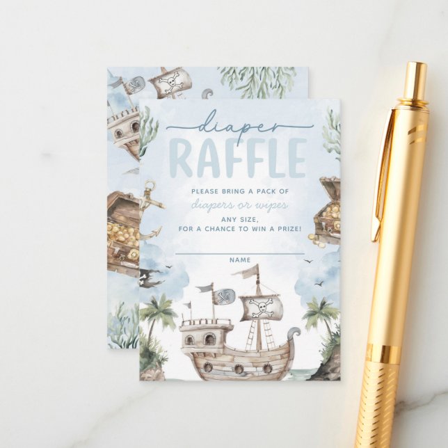 Nautic Pirate Baby Duschkabine Windelwanne Begleitkarte (Vorderseite/Rückseite Beispiel)