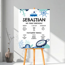 Nautic Pirate First Birthday Milestone Poster