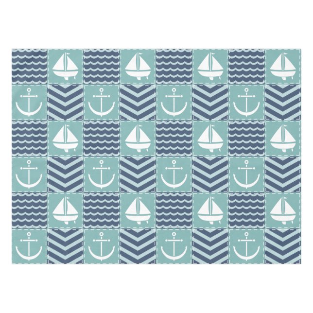 Nautic Quilt Tablecloth Tischdecke (Vorderseite (Horizontal))