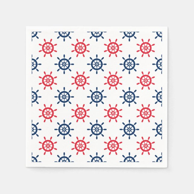 Nautic Red White Blue Fun Patriotic Feier Serviette (Vorderseite)