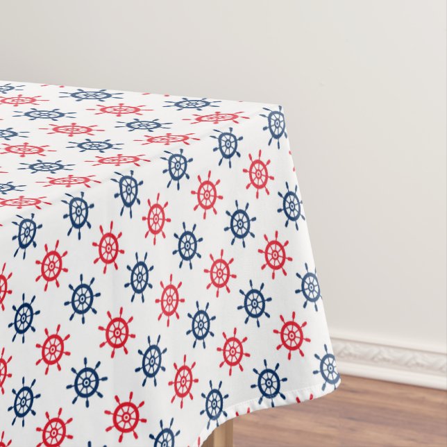 Nautic Red White Blue Fun Patriotic Feier Tischdecke (Beispiel)