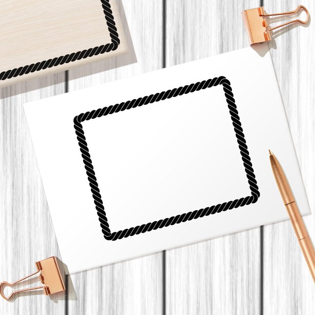 Nautic Rope Drehung Cartoon Rechteckige Rahmen Gummistempel (Stamp used on an envelope)