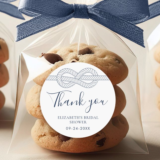 Nautic Rope Knot danke Ihnen Brautparty Runder Aufkleber (Von Creator hochgeladen)