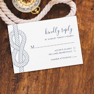Nautic Rope Knot Wedding RSVP Karte