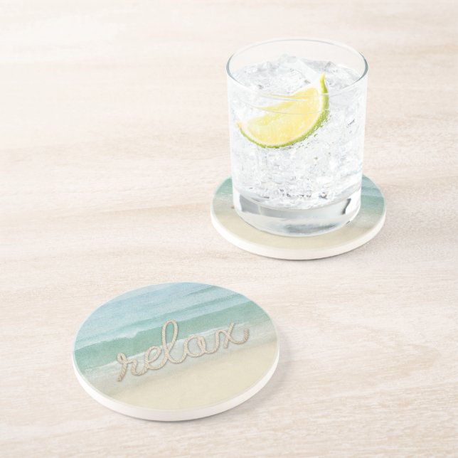 Nautic Rope Relax Text auf Ozean Getränkeuntersetzer (Seite)