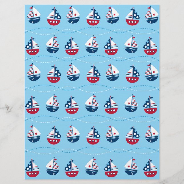 Nautic Sailboat Baby Scrapbook Paper (Vorderseite)