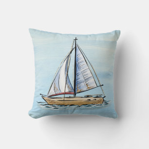 Nautic Sailboat Throw Kissen