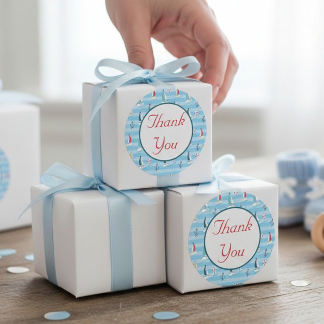 Nautic Sailboat Vielen Dank Runder Aufkleber (Von Creator hochgeladen)