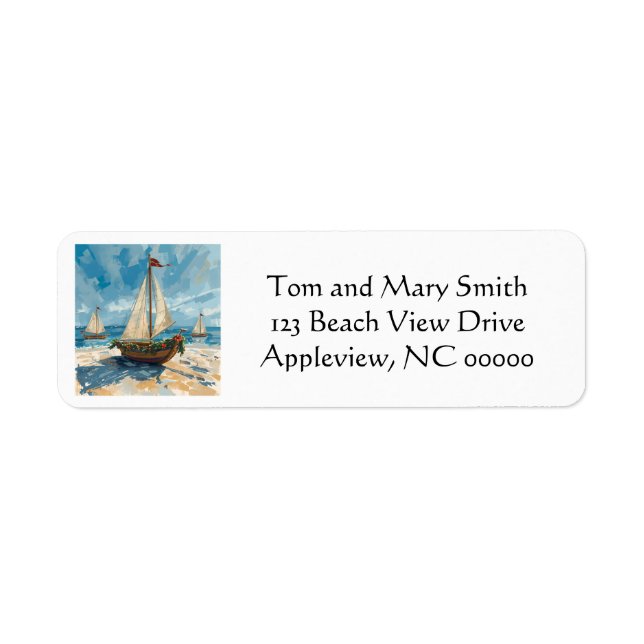 Nautic Sailboat Weihnachts-Rücksendeadresse Etiket (Vorne)