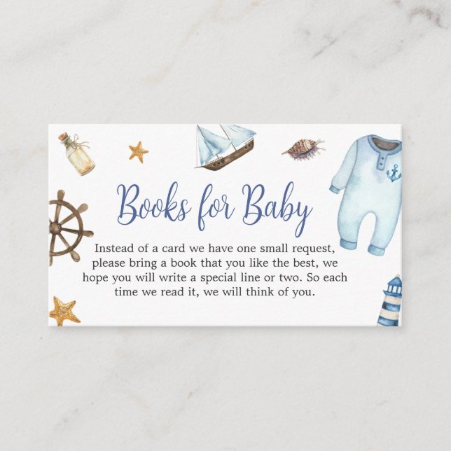 Nautic Sailor Ahoy Baby Showbücher für Baby Begleitkarte (Vorderseite)