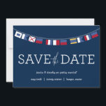 Nautic Save the Date<br><div class="desc">Dieses Save the Date ist mit nautischen Fahnen gestaltet und wäre ideal für jede Hochzeit am Wasser!</div>