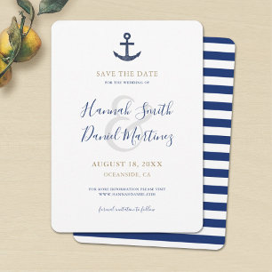 Nautic Save the Date Blue Anchor Einladungskarte