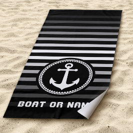 Nautic Sea Anchor Ihr Name oder Boot Black Strandtuch