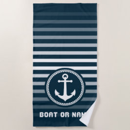 Nautic Sea Anchor Ihr Name oder Boot Deep Aqua Strandtuch