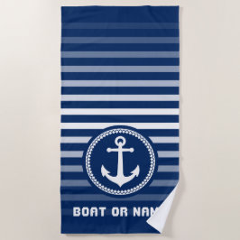 Nautic Sea Anchor Ihr Name oder Boot Navy Blue Strandtuch