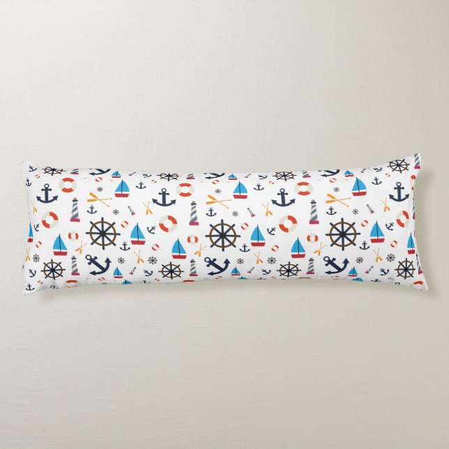 Nautic Sea Segelboot Leuchtturm Beete Seitenschläferkissen (Rückseite)