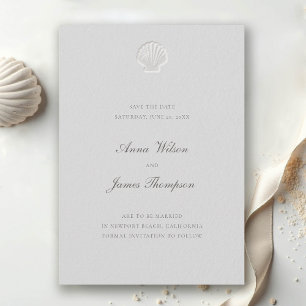 Nautic Seashell Classic Formal Elfenbeinhochzeit Save The Date