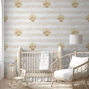 Nautic Seashell Gold Kinderzimmer Wallpaper Tapete