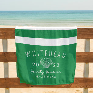 Nautic Seashell Stripe Kelly Green Monogram Strandtuch