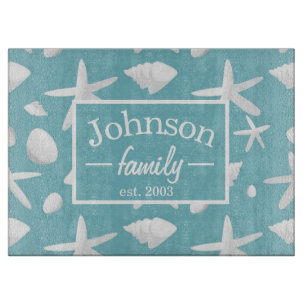 Nautic Seastar Seashells Family Beach House Schneidebrett