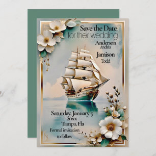 Nautic Segelschiff Hochzeit speichern Sie das Datu Save The Date