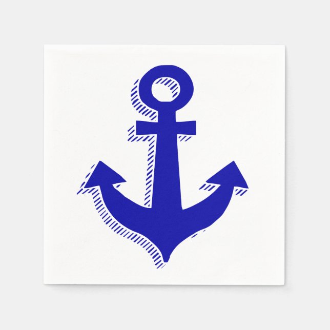 Nautic Ship Anchor Navy Blue & White Beach Serviette (Vorderseite)