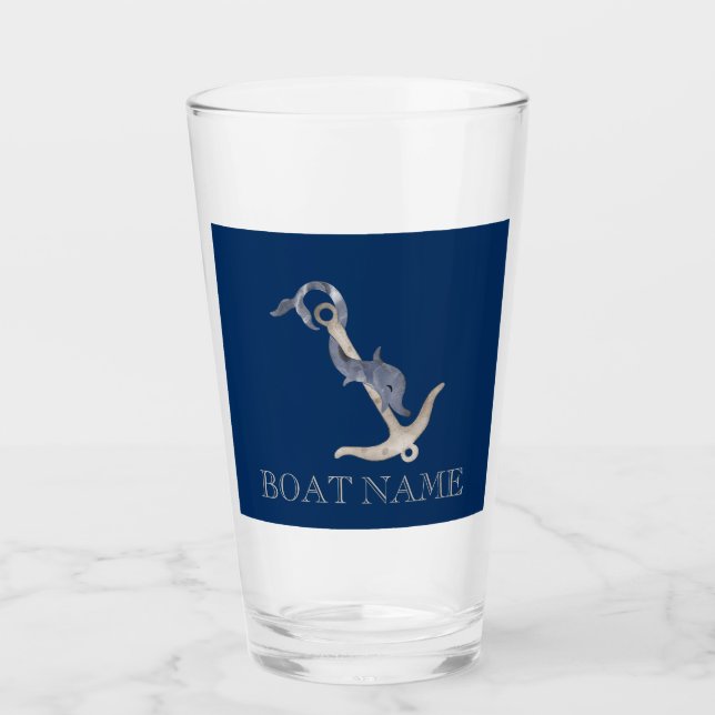 Nautic Spirit Anchor Dolphin Navy Blue Glas (Vorderseite)