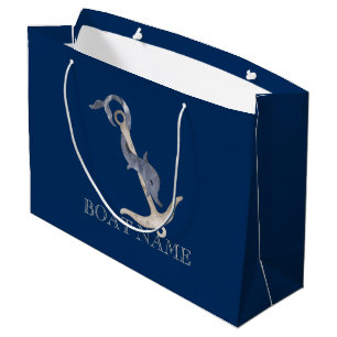 Nautic Spirit Anchor Dolphin Navy Blue Große Geschenktüte
