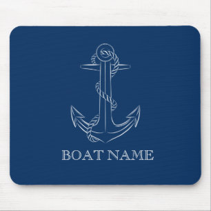 Nautic Spirit Anchor Navy Blue Mousepad